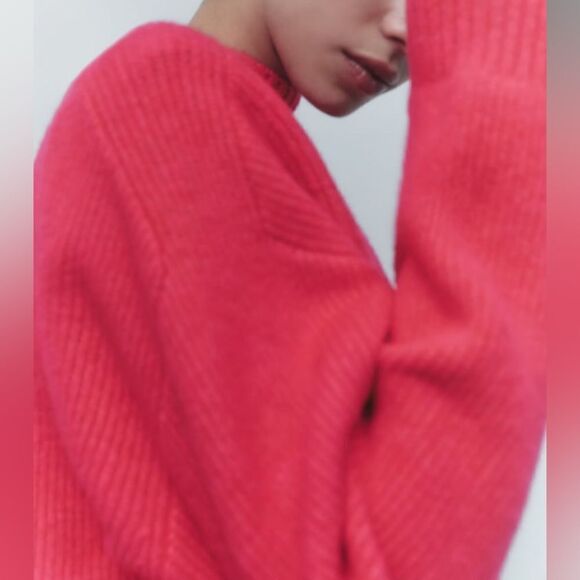 Zara Soft Knit Sweater Fuchsia New Barbiecore Barbie Core - Picture 4 of 9